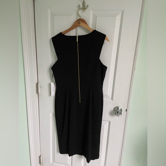 NEVER WORN Calvin Klein Black Classic Dress Size 12. New TagsON w/ Gold Zipper. - Picture 2 of 5